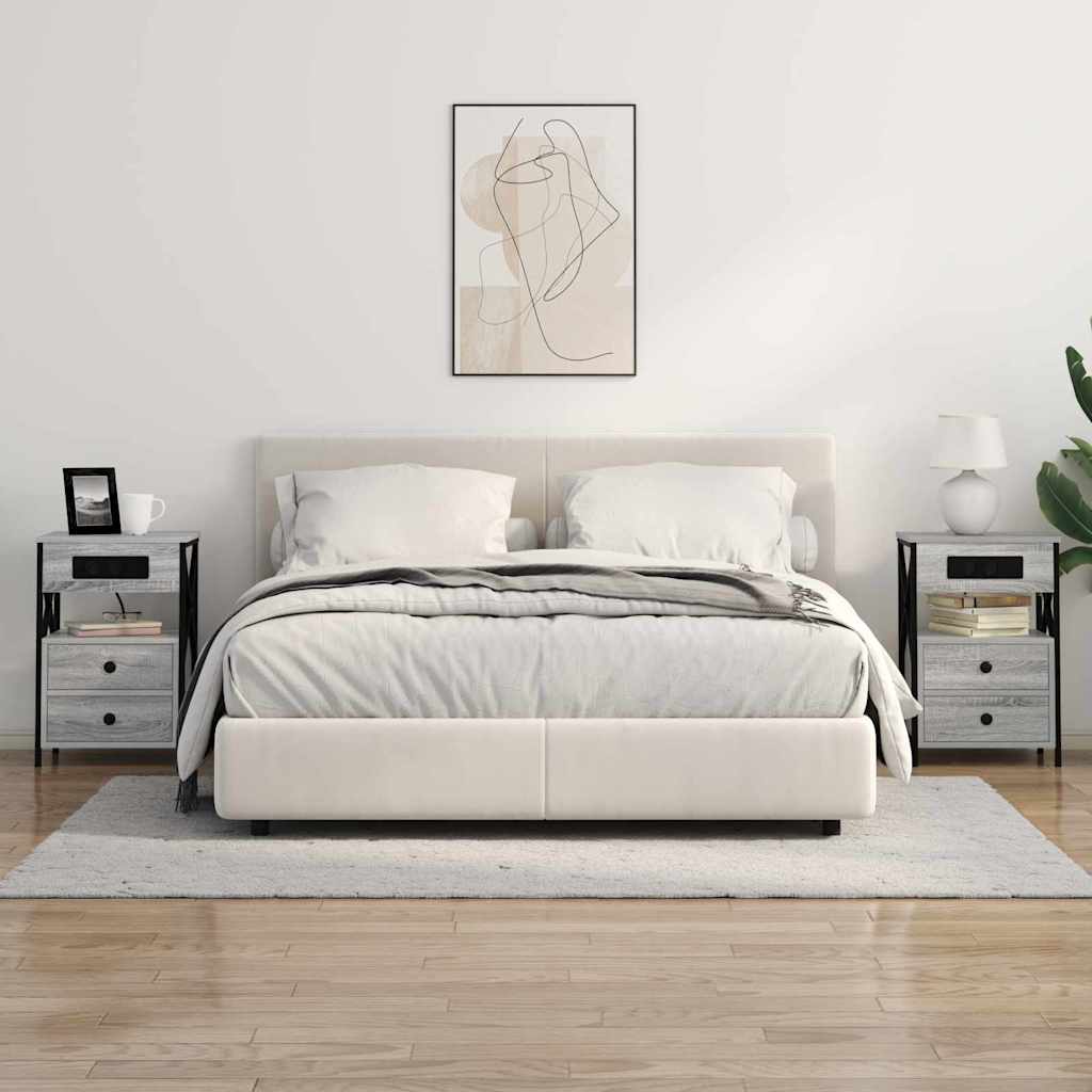 Nachttisch mit Ladestation 2 pcs Grau Sonoma 40 x 31 x 60 cm